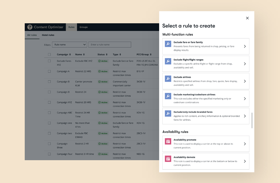 Content Optimizer with Travelport